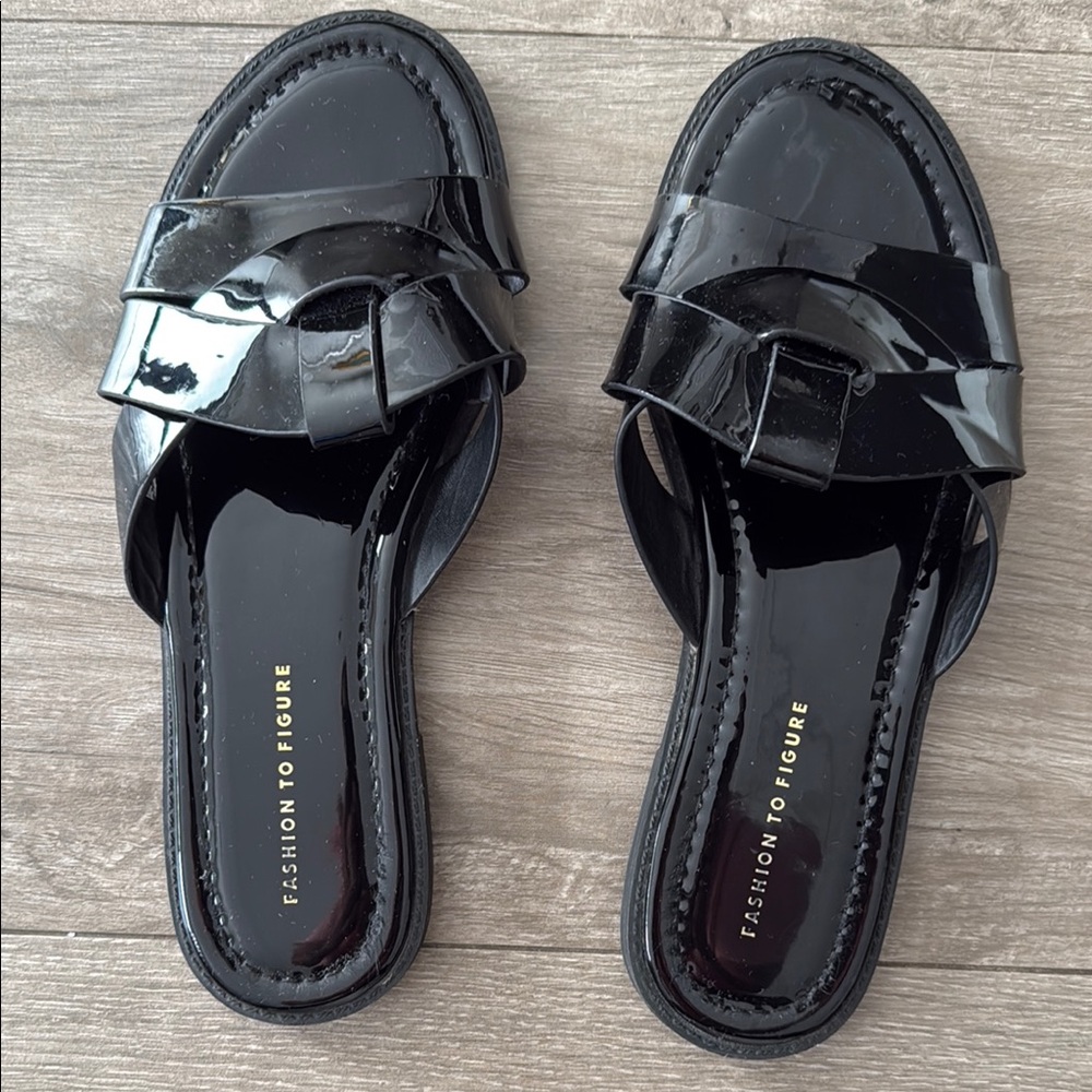 Fashion to Figure Glossy Black Sandals